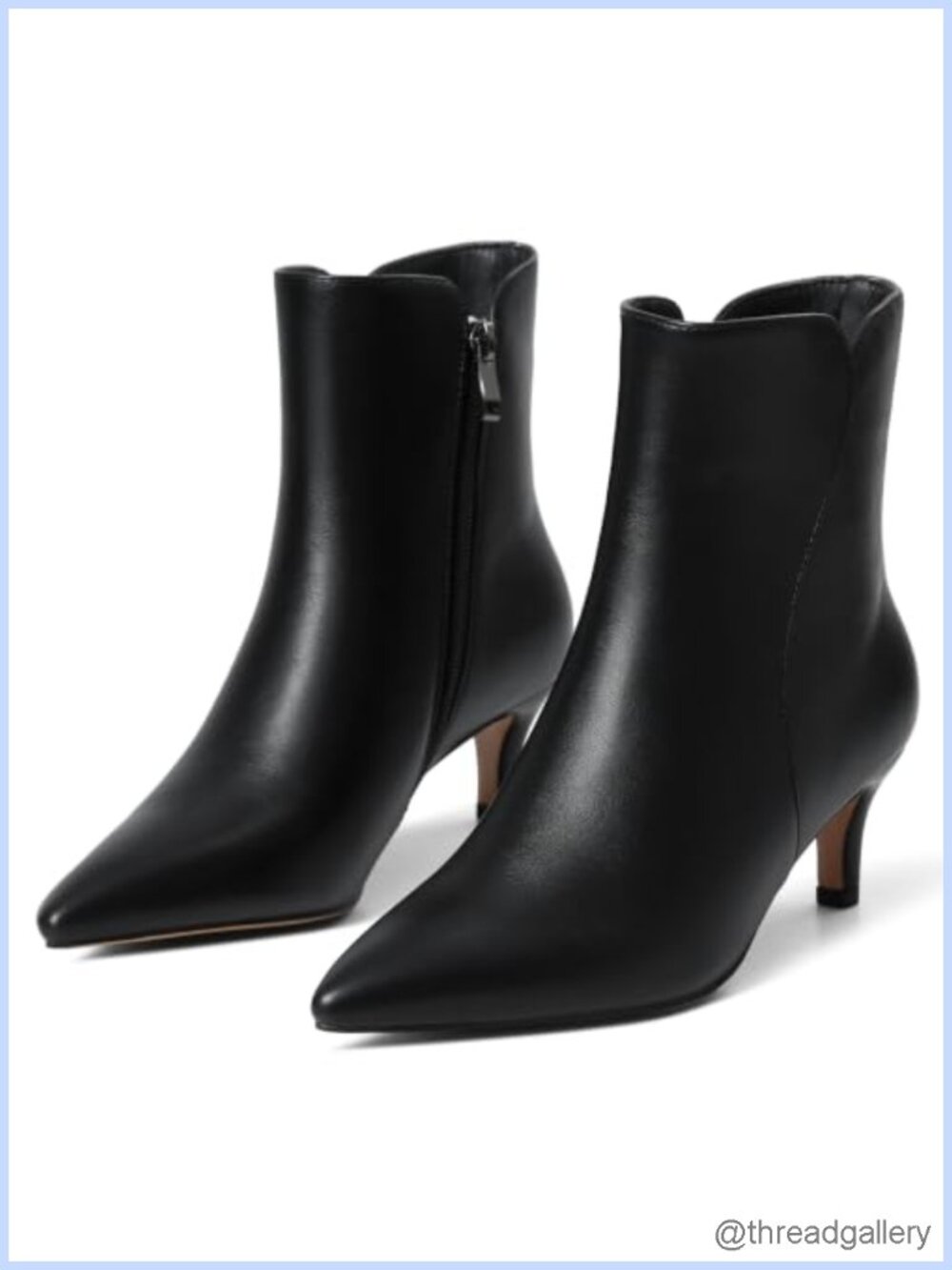 CYNLLIO Kitten Heel Ankle Boots Pointed Toe Faux Leather Dress Booties